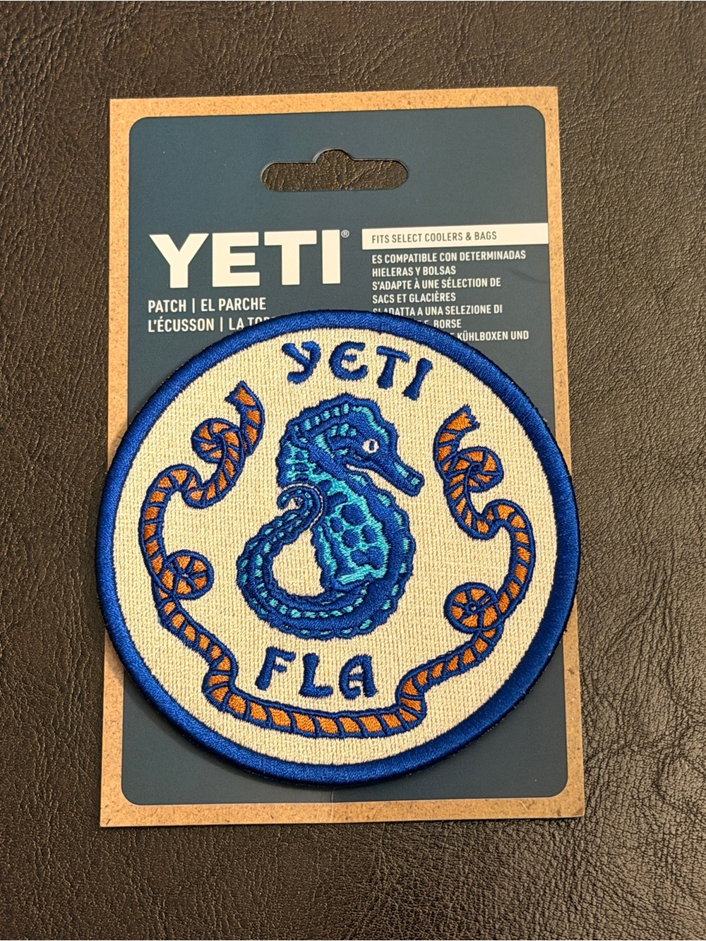 YETI 2026 Florida Blue Seahorse Patch - Blue/White Embroidered